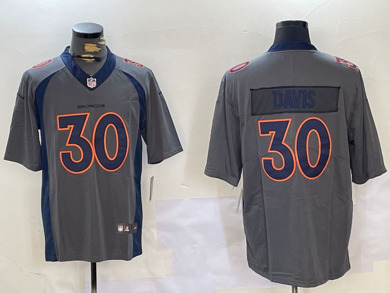 Men Denver Broncos #30 Davis Grey 2024 Nike Vapor Limited NFL Jersey style 5->customized mlb jersey->Custom Jersey